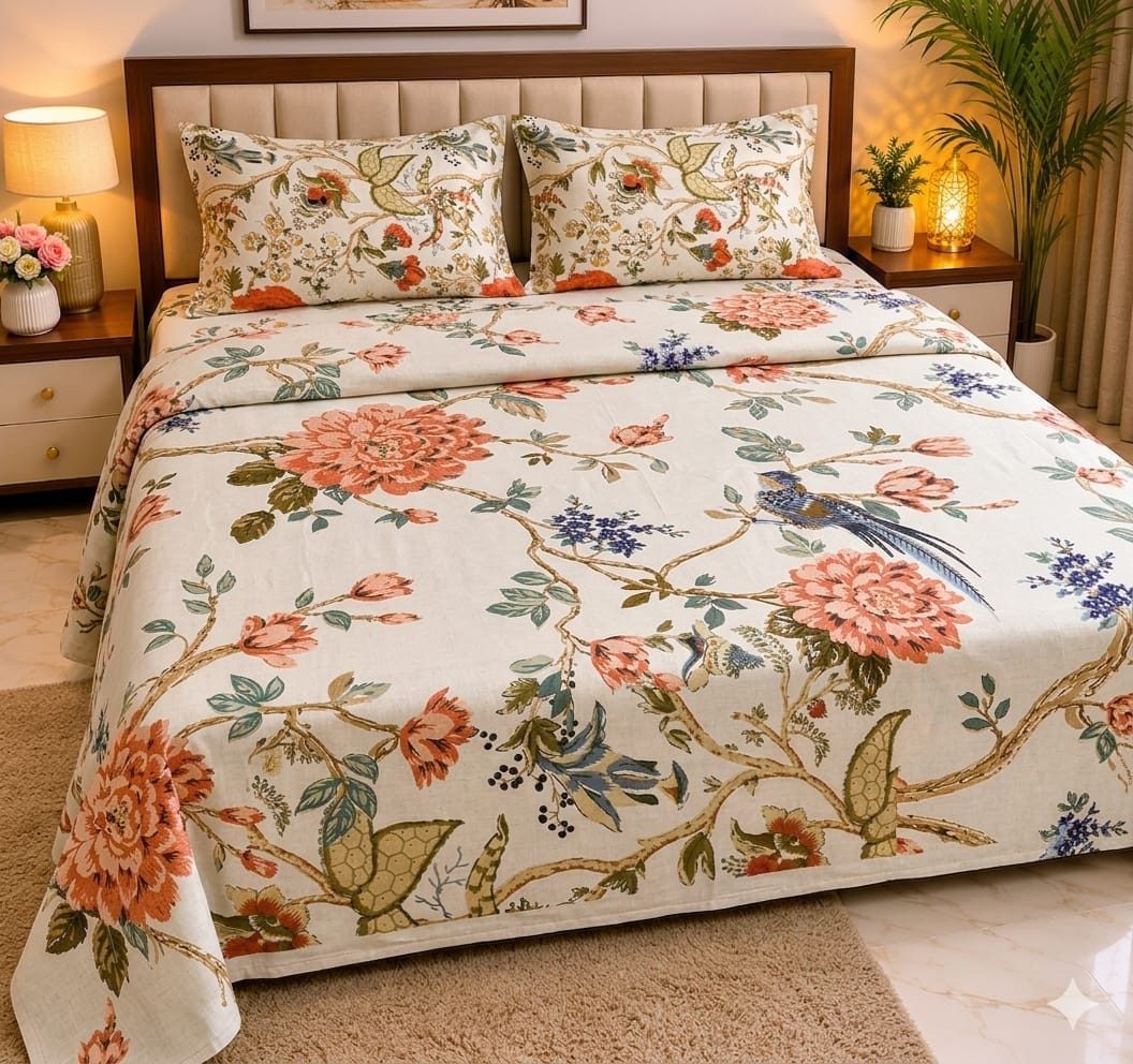 Machine Print Bedsheet | 100X108 King Size | 100% Cotton With 2 Pillow Covers (Copy) (Copy) (Copy) (Copy) (Copy) (Copy) (Copy) (Copy) (Copy)