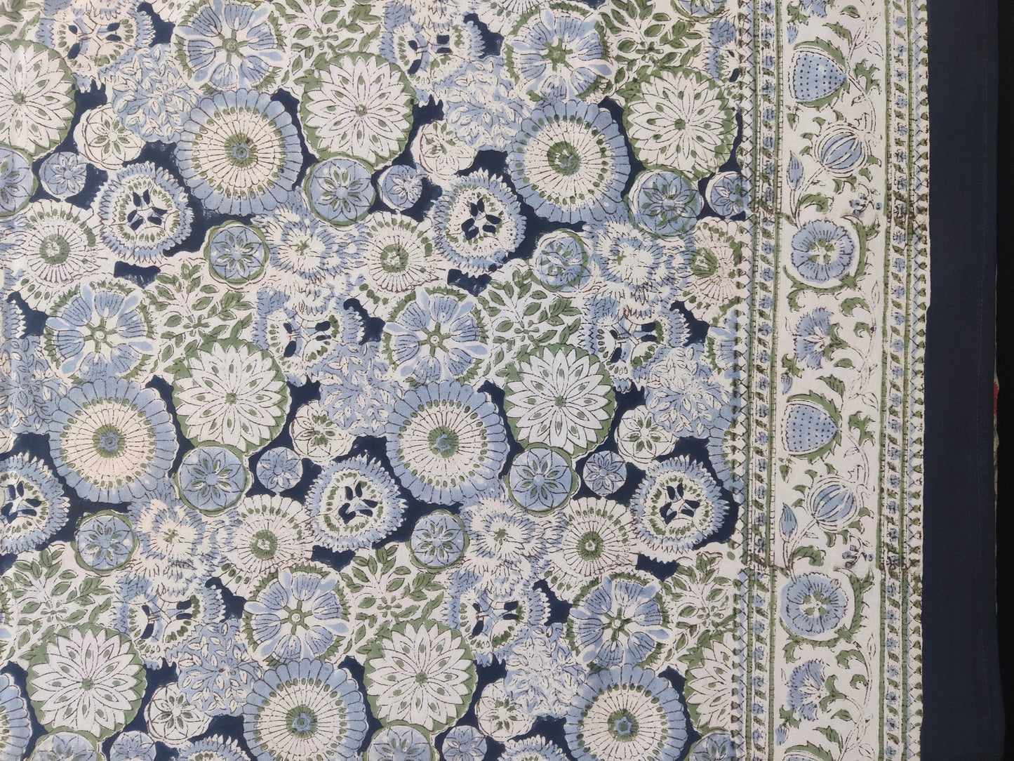 Navy & Light Blue Floral Motifs - Bedsheet
