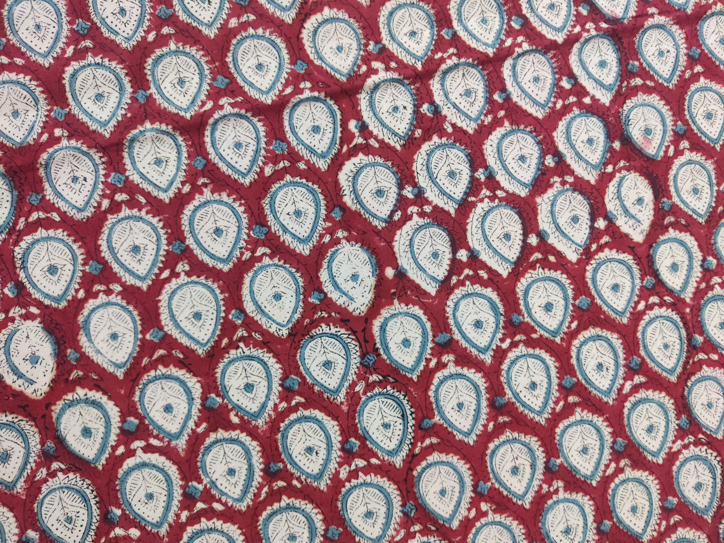 Maroon & Sky Blue Floral Motifs - Bedsheet