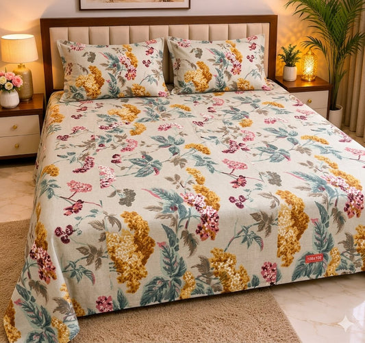 Machine Print Bedsheet | 100X108 King Size | 100% Cotton With 2 Pillow Covers (Copy) (Copy) (Copy) (Copy) (Copy) (Copy) (Copy) (Copy)